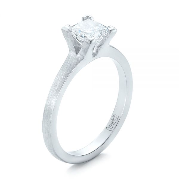  Platinum Platinum Custom Princess Cut Diamond Solitaire Engagement Ring - Three-Quarter View -  102150