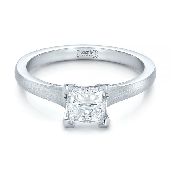 14k White Gold 14k White Gold Custom Princess Cut Diamond Solitaire Engagement Ring - Flat View -  102150