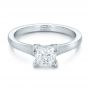 18k White Gold Custom Princess Cut Diamond Solitaire Engagement Ring - Flat View -  102150 - Thumbnail