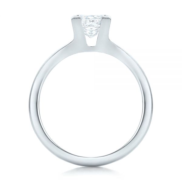 18k White Gold Custom Princess Cut Diamond Solitaire Engagement Ring - Front View - 102150