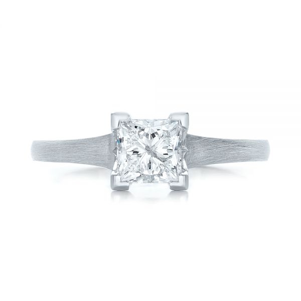 18k White Gold Custom Princess Cut Diamond Solitaire Engagement Ring - Top View - 102150