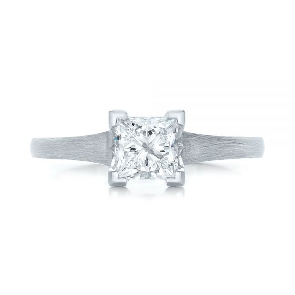 18k White Gold Custom Princess Cut Diamond Solitaire Engagement Ring - Top View -  102150