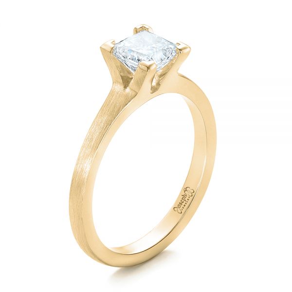 18k Yellow Gold 18k Yellow Gold Custom Princess Cut Diamond Solitaire Engagement Ring - Three-Quarter View -  102150