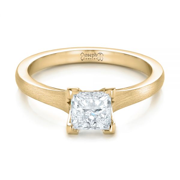 14k Yellow Gold 14k Yellow Gold Custom Princess Cut Diamond Solitaire Engagement Ring - Flat View -  102150