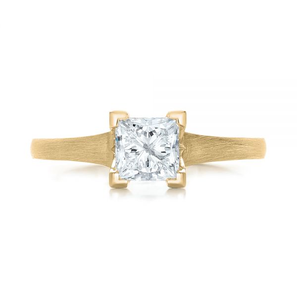 14k Yellow Gold 14k Yellow Gold Custom Princess Cut Diamond Solitaire Engagement Ring - Top View - 102150