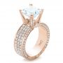 14k Rose Gold 14k Rose Gold Custom Princess Cut Diamond And Pave Engagement Ring - Three-Quarter View -  102276 - Thumbnail