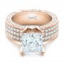 14k Rose Gold 14k Rose Gold Custom Princess Cut Diamond And Pave Engagement Ring - Flat View -  102276 - Thumbnail