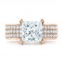18k Rose Gold 18k Rose Gold Custom Princess Cut Diamond And Pave Engagement Ring - Top View -  102276 - Thumbnail
