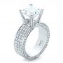  Platinum Custom Princess Cut Diamond And Pave Engagement Ring - Three-Quarter View -  102276 - Thumbnail