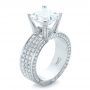 14k White Gold 14k White Gold Custom Princess Cut Diamond And Pave Engagement Ring - Three-Quarter View -  102276 - Thumbnail