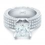  Platinum Custom Princess Cut Diamond And Pave Engagement Ring - Flat View -  102276 - Thumbnail