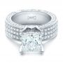 18k White Gold 18k White Gold Custom Princess Cut Diamond And Pave Engagement Ring - Flat View -  102276 - Thumbnail