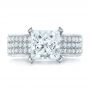  Platinum Custom Princess Cut Diamond And Pave Engagement Ring - Top View -  102276 - Thumbnail