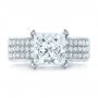 14k White Gold 14k White Gold Custom Princess Cut Diamond And Pave Engagement Ring - Top View -  102276 - Thumbnail