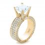 14k Yellow Gold 14k Yellow Gold Custom Princess Cut Diamond And Pave Engagement Ring - Three-Quarter View -  102276 - Thumbnail