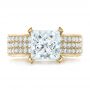 18k Yellow Gold 18k Yellow Gold Custom Princess Cut Diamond And Pave Engagement Ring - Top View -  102276 - Thumbnail