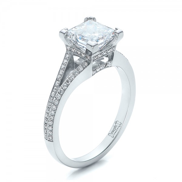 Custom Princess Cut Diamond and Split Shank Engagement Custom Princess Cut Diamond and Split Shank Engagement