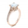 14k Rose Gold 14k Rose Gold Custom Princess Cut Diamond And Split Shank Engagement Ring - Three-Quarter View -  100807 - Thumbnail