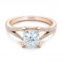 14k Rose Gold 14k Rose Gold Custom Princess Cut Diamond And Split Shank Engagement Ring - Flat View -  100807 - Thumbnail