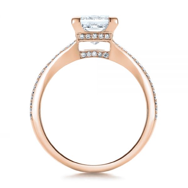 14k Rose Gold 14k Rose Gold Custom Princess Cut Diamond And Split Shank Engagement Ring - Front View -  100807