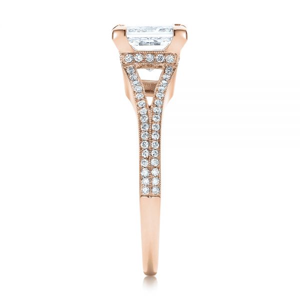 18k Rose Gold 18k Rose Gold Custom Princess Cut Diamond And Split Shank Engagement Ring - Side View - 100807