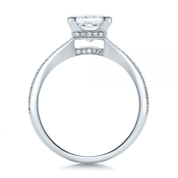  Platinum Custom Princess Cut Diamond And Split Shank Engagement Ring - Front View -  100807