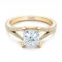 14k Yellow Gold 14k Yellow Gold Custom Princess Cut Diamond And Split Shank Engagement Ring - Flat View -  100807 - Thumbnail