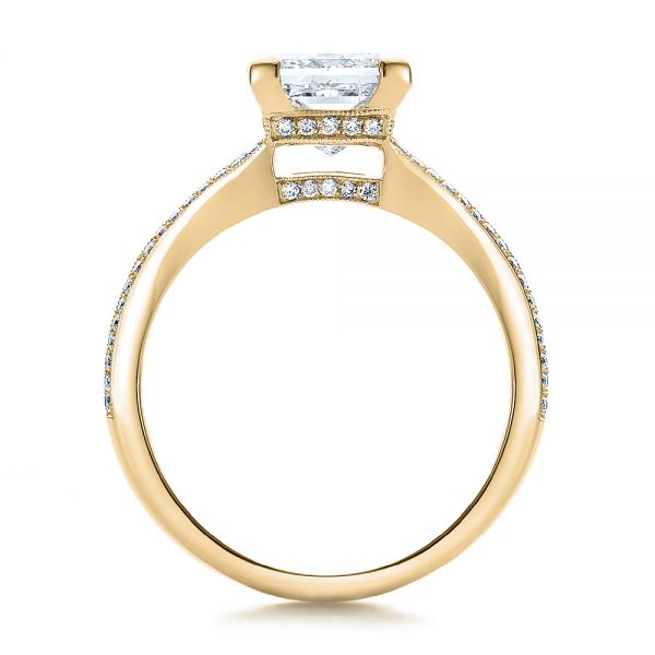 14k Yellow Gold 14k Yellow Gold Custom Princess Cut Diamond And Split Shank Engagement Ring - Front View -  100807