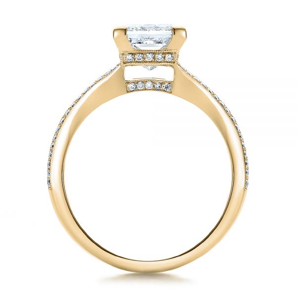18k Yellow Gold 18k Yellow Gold Custom Princess Cut Diamond And Split Shank Engagement Ring - Front View - 100807