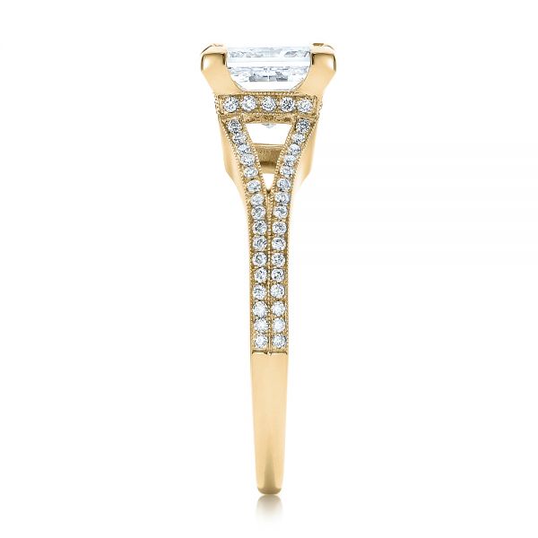 18k Yellow Gold 18k Yellow Gold Custom Princess Cut Diamond And Split Shank Engagement Ring - Side View -  100807