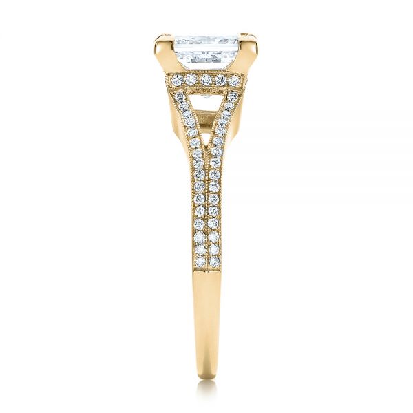18k Yellow Gold 18k Yellow Gold Custom Princess Cut Diamond And Split Shank Engagement Ring - Side View - 100807
