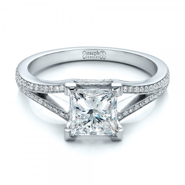 Custom Princess  Cut  Diamond  and Split Shank Engagement  