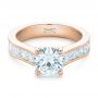 18k Rose Gold 18k Rose Gold Custom Princess Cut Diamonds Engagement Ring - Flat View -  102367 - Thumbnail