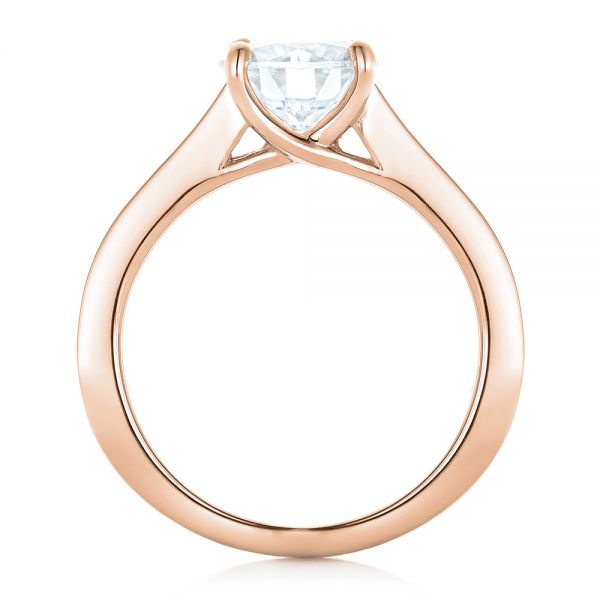 18k Rose Gold 18k Rose Gold Custom Princess Cut Diamonds Engagement Ring - Front View -  102367