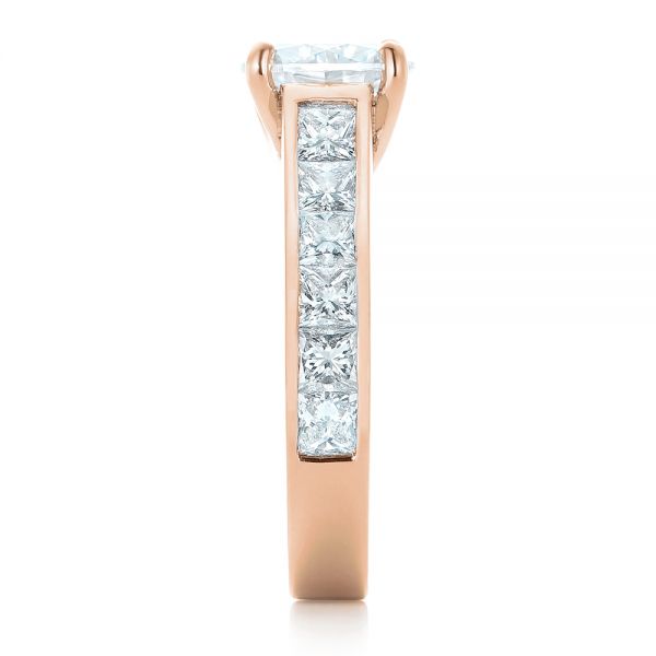 14k Rose Gold 14k Rose Gold Custom Princess Cut Diamonds Engagement Ring - Side View -  102367