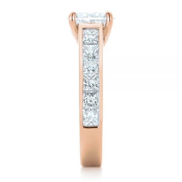 14k Rose Gold 14k Rose Gold Custom Princess Cut Diamonds Engagement Ring - Side View - 102367