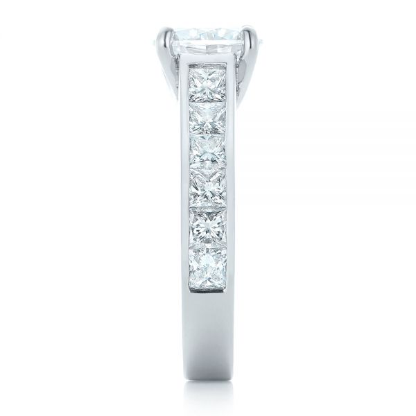 18k White Gold 18k White Gold Custom Princess Cut Diamonds Engagement Ring - Side View -  102367