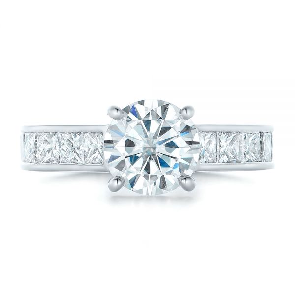 14k White Gold 14k White Gold Custom Princess Cut Diamonds Engagement Ring - Top View -  102367