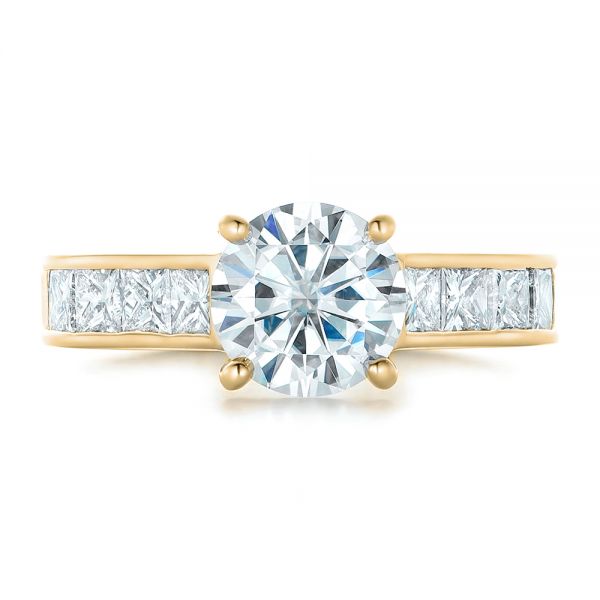 18k Yellow Gold 18k Yellow Gold Custom Princess Cut Diamonds Engagement Ring - Top View -  102367