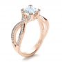18k Rose Gold 18k Rose Gold Custom Princess Cut Engagement Ring - Three-Quarter View -  1197 - Thumbnail