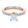 18k Rose Gold 18k Rose Gold Custom Princess Cut Engagement Ring - Flat View -  1207 - Thumbnail
