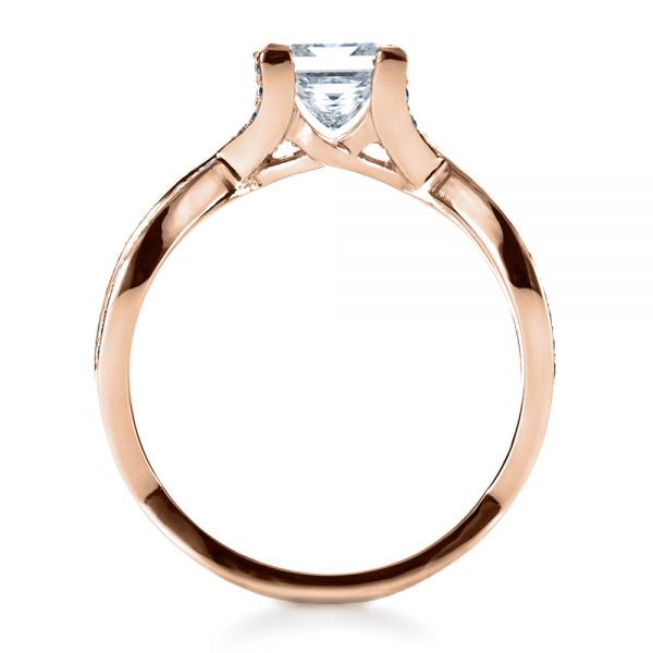 18k Rose Gold 18k Rose Gold Custom Princess Cut Engagement Ring - Front View - 1197