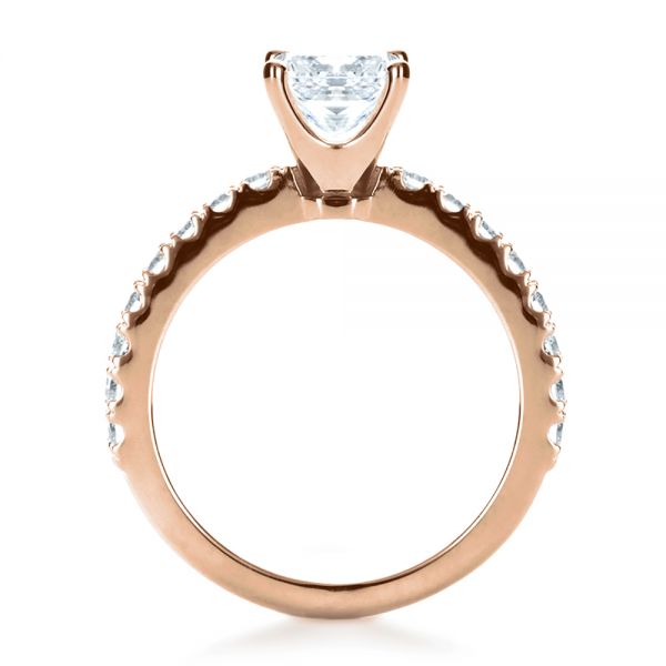14k Rose Gold 14k Rose Gold Custom Princess Cut Engagement Ring - Front View -  1207