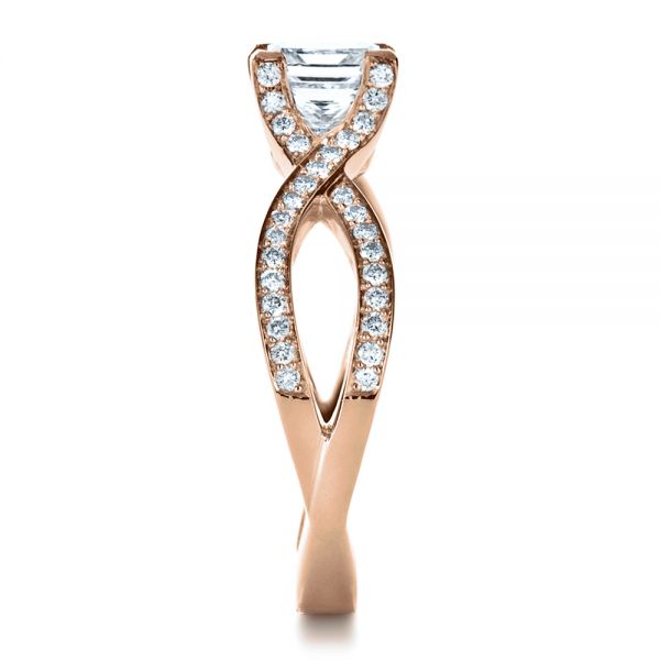 14k Rose Gold 14k Rose Gold Custom Princess Cut Engagement Ring - Side View -  1197