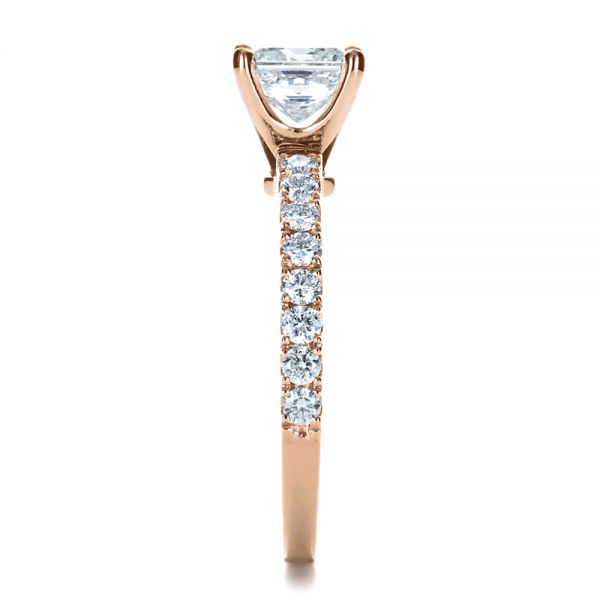 18k Rose Gold 18k Rose Gold Custom Princess Cut Engagement Ring - Side View - 1207