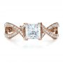 18k Rose Gold 18k Rose Gold Custom Princess Cut Engagement Ring - Top View -  1197 - Thumbnail