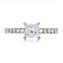 18k Rose Gold 18k Rose Gold Custom Princess Cut Engagement Ring - Top View -  1207 - Thumbnail