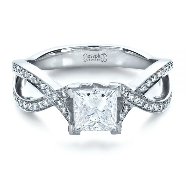  Platinum Custom Princess Cut Engagement Ring - Flat View -  1197