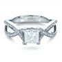 14k White Gold 14k White Gold Custom Princess Cut Engagement Ring - Flat View -  1197 - Thumbnail