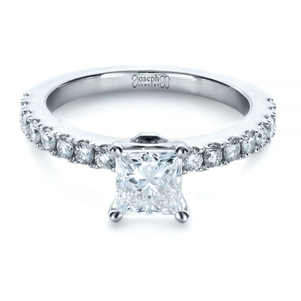 Platinum Custom Princess Cut Engagement Ring - Flat View - 1207